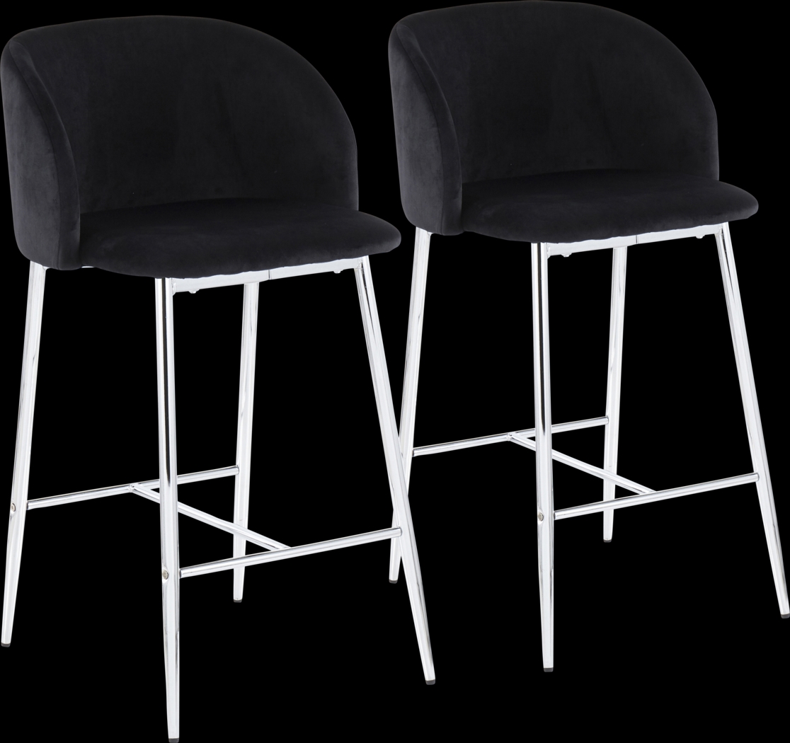 Fulham II Black Counter Height Stool, Set of 2 - Thumbnail - Image 1