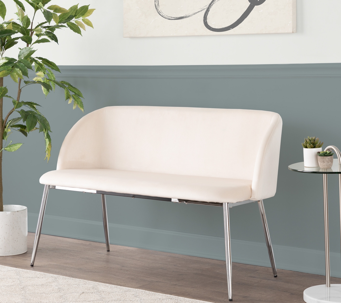 Fulham II Cream Accent Bench - Thumbnail - Image 3