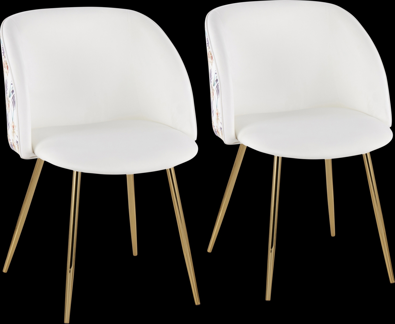 Fulham White Floral Dining Chair, Set of 2 - Thumbnail - Image 1