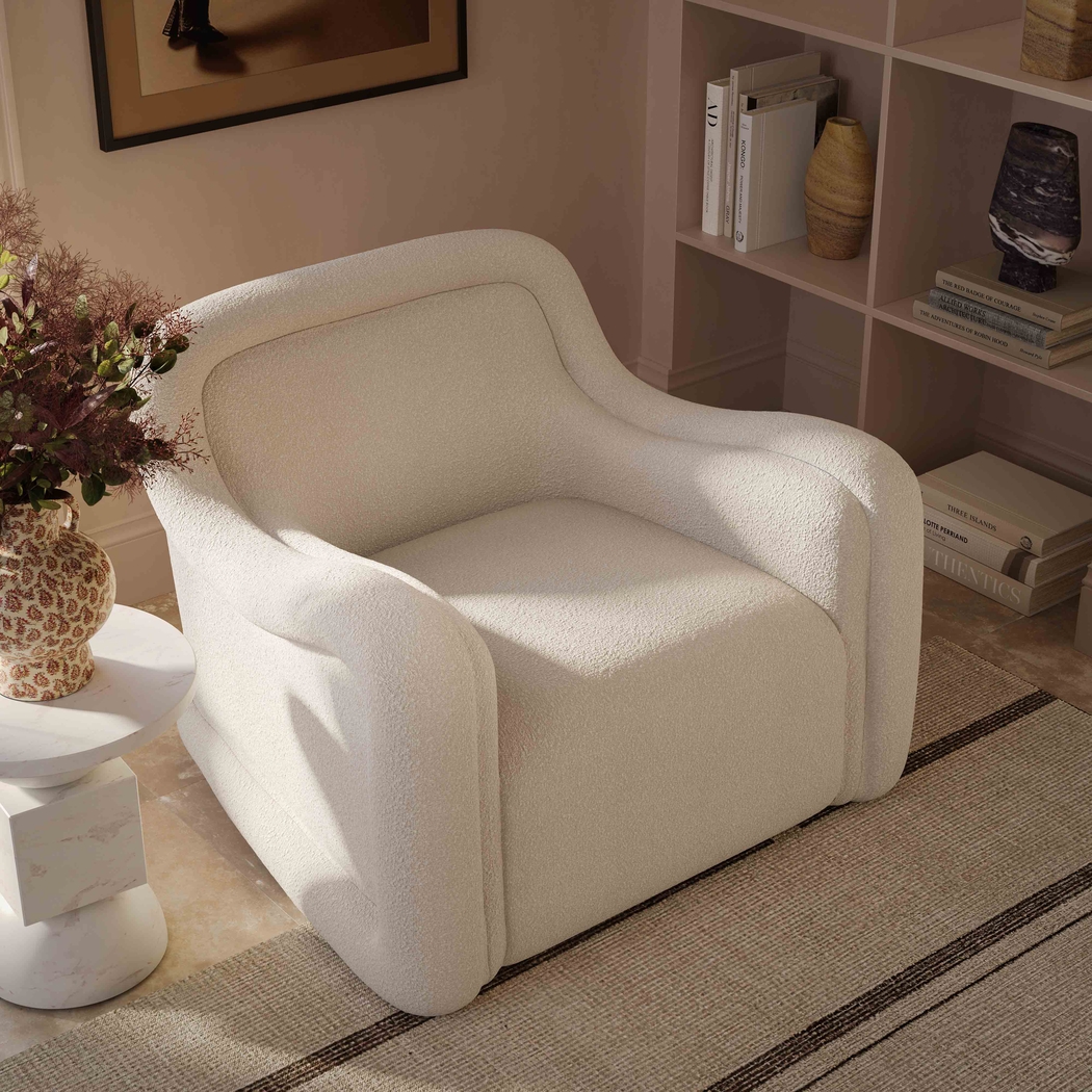 Fullbrighty Cream Swivel Accent Chair - Thumbnail - Image 2