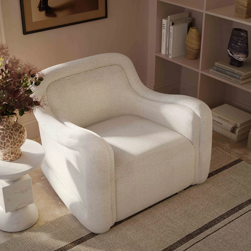 Fullbrighty II Cream Swivel Accent Chair - Thumbnail - Image 2