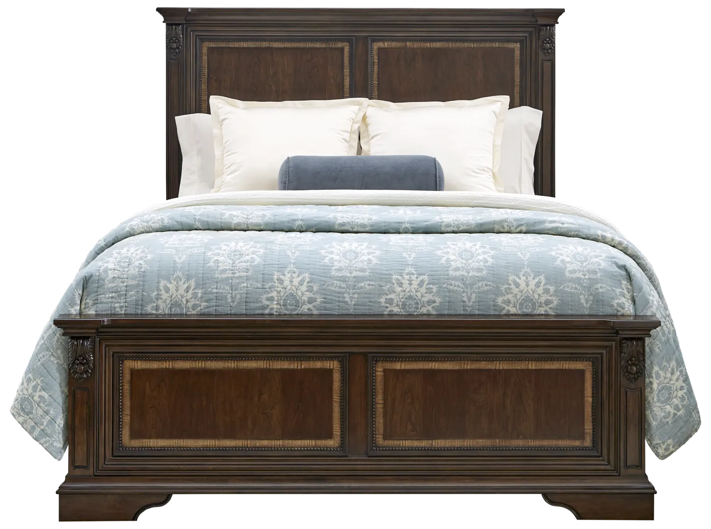 brown cherry 3 pc king panel bed