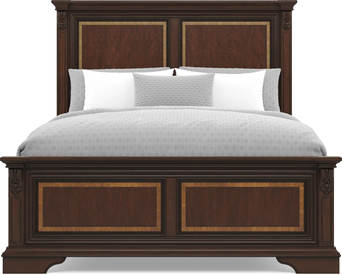 Fuller Brown Cherry Finish 5 Pc Queen Panel Bedroom - Thumbnail - Image 3