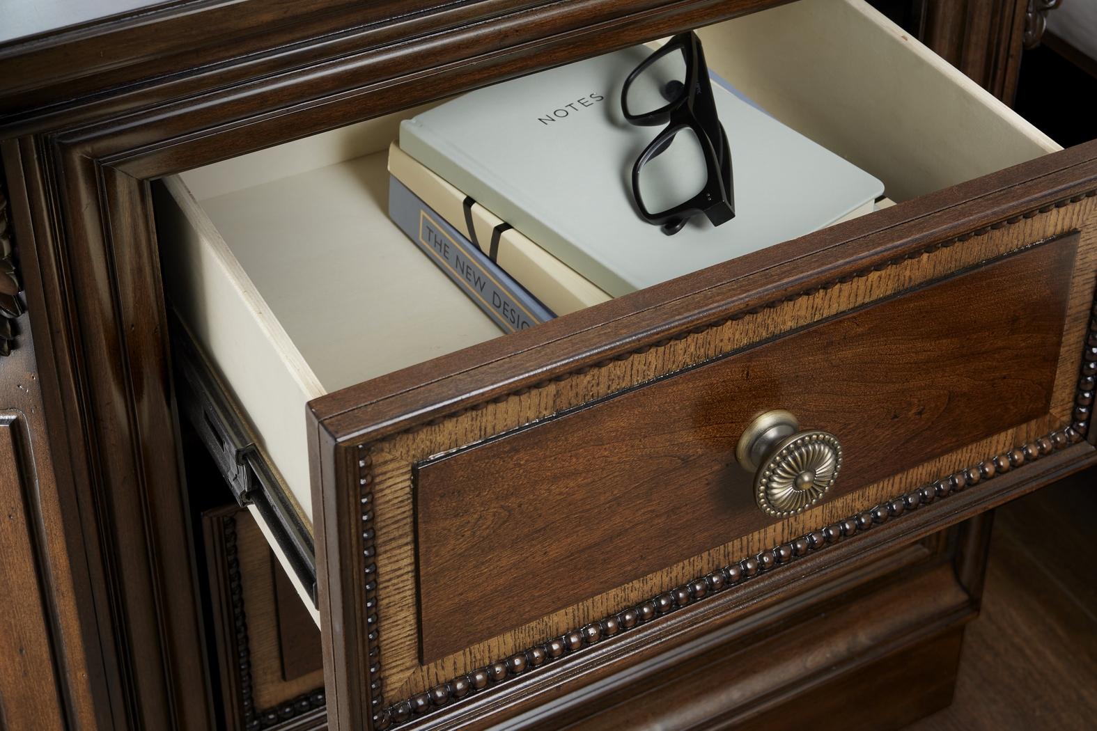 Fuller Brown Cherry Finish 7 Pc Queen Upholstered Sleigh Bedroom - Thumbnail - Image 10