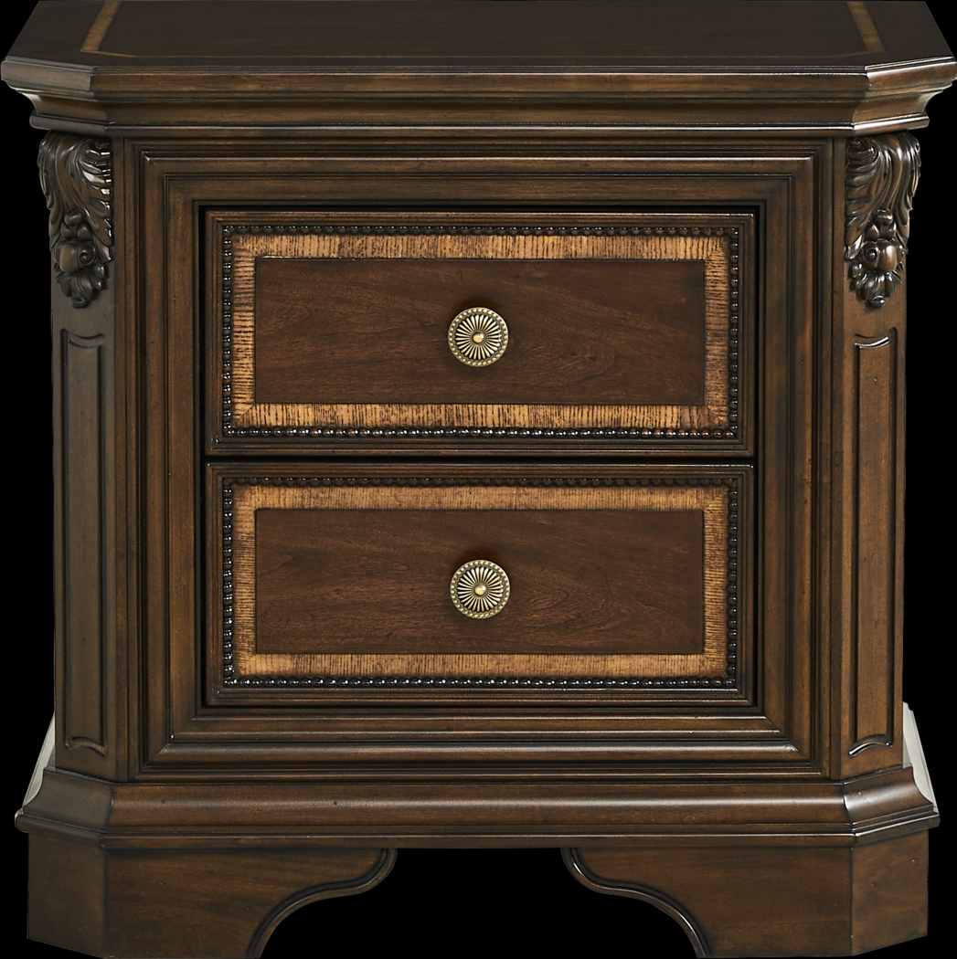 Fuller Brown Cherry Finish 7 Pc Queen Upholstered Sleigh Bedroom - Thumbnail - Image 8