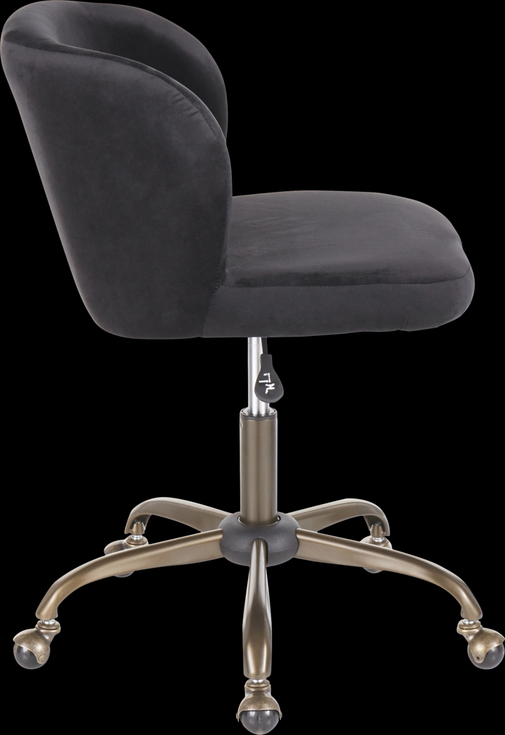 Fussell Black Plush Desk Chair - Thumbnail - Image 2
