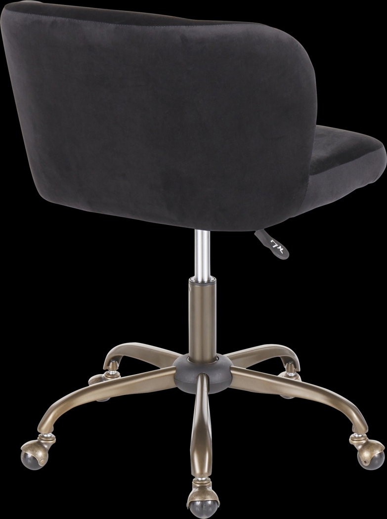 Fussell Black Plush Desk Chair - Thumbnail - Image 3