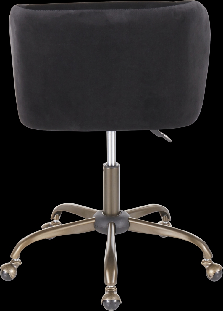 Fussell Black Plush Desk Chair - Thumbnail - Image 4