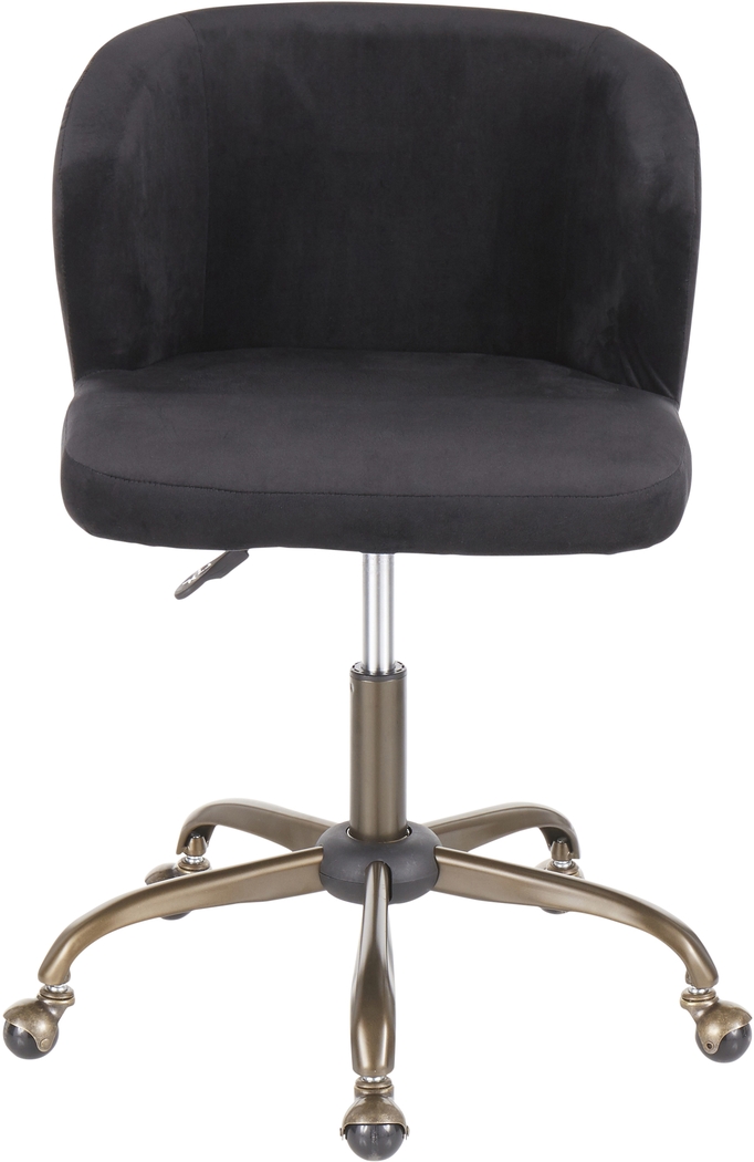 Fussell Black Plush Desk Chair - Thumbnail - Image 5