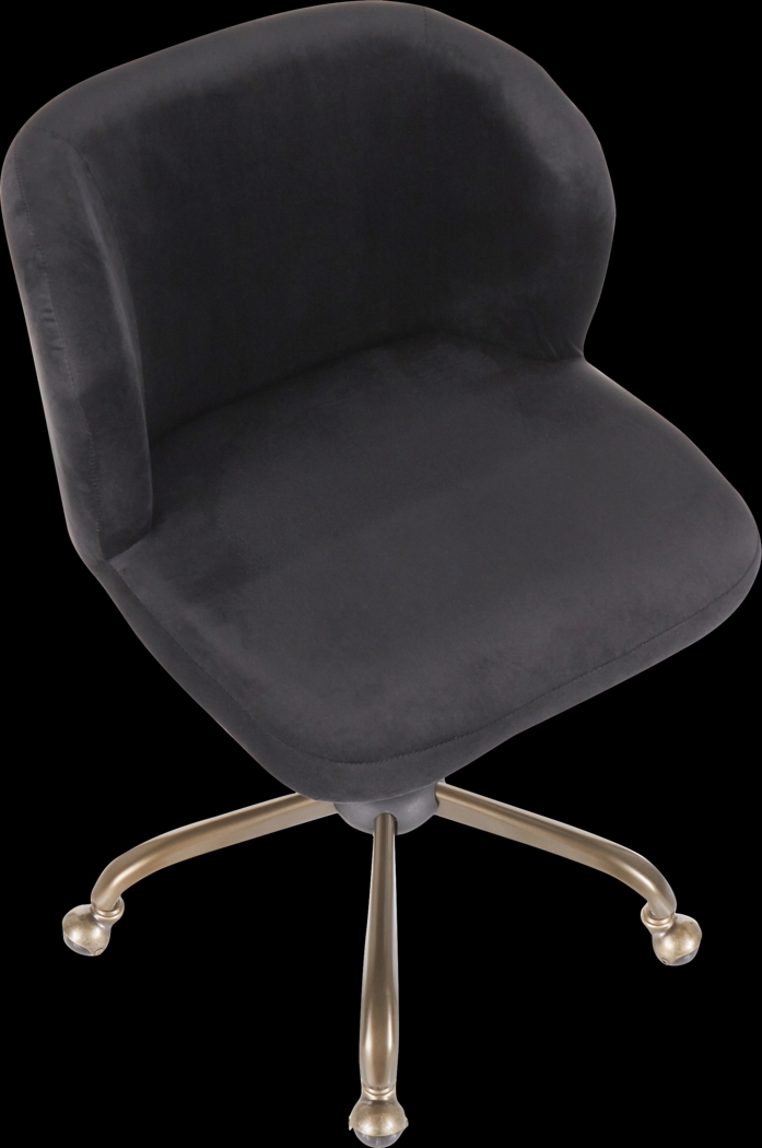 Fussell Black Plush Desk Chair - Thumbnail - Image 6
