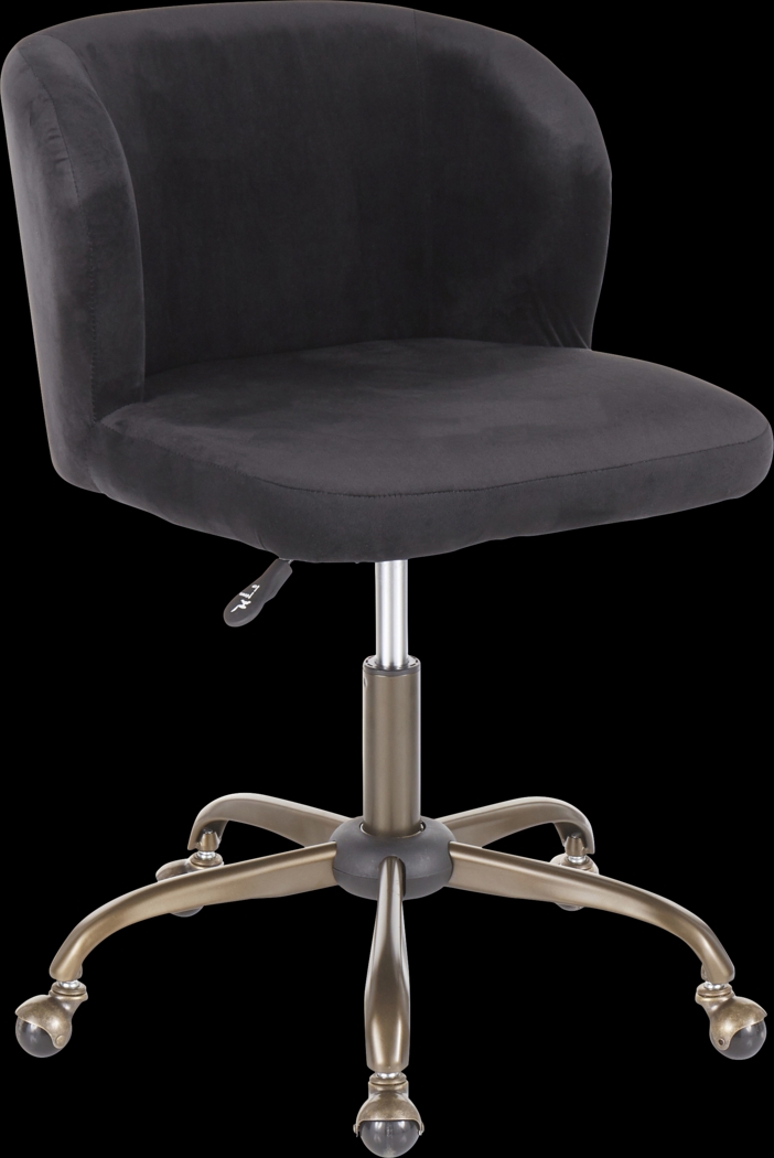 Fussell Black Plush Desk Chair - Thumbnail - Image 1