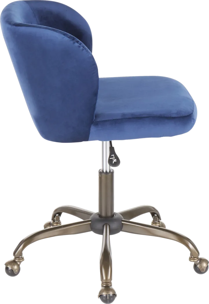 Fussell Blue Plush Desk Chair - Thumbnail - Image 2