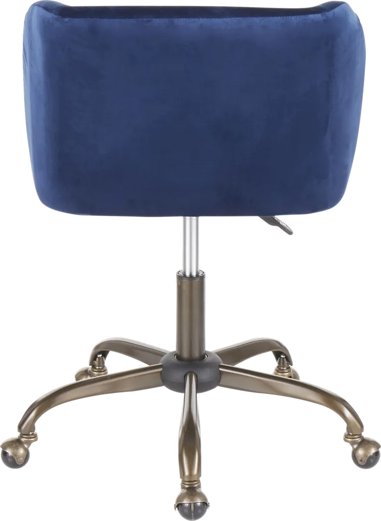 Fussell Blue Plush Desk Chair - Thumbnail - Image 4