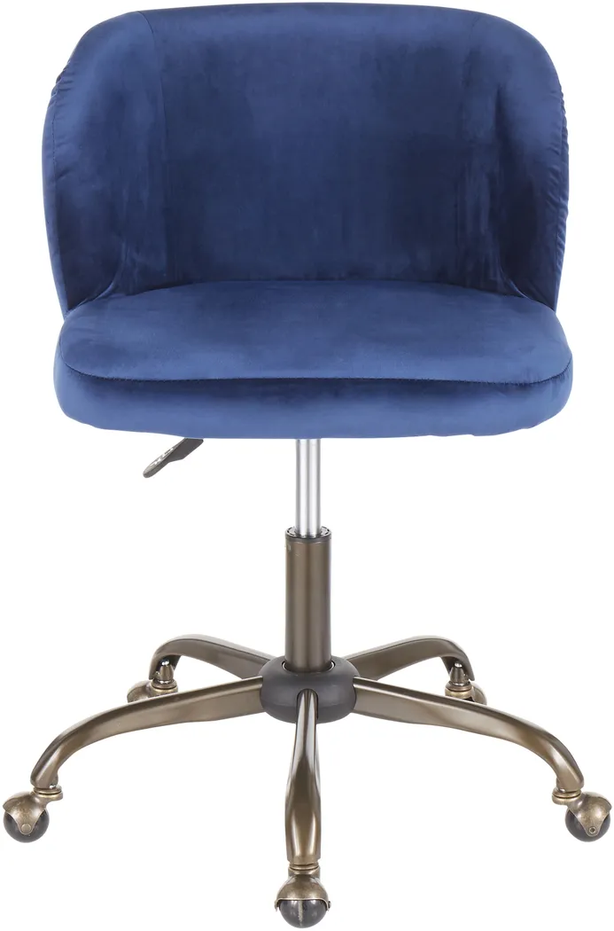 Fussell Blue Plush Desk Chair - Thumbnail - Image 5