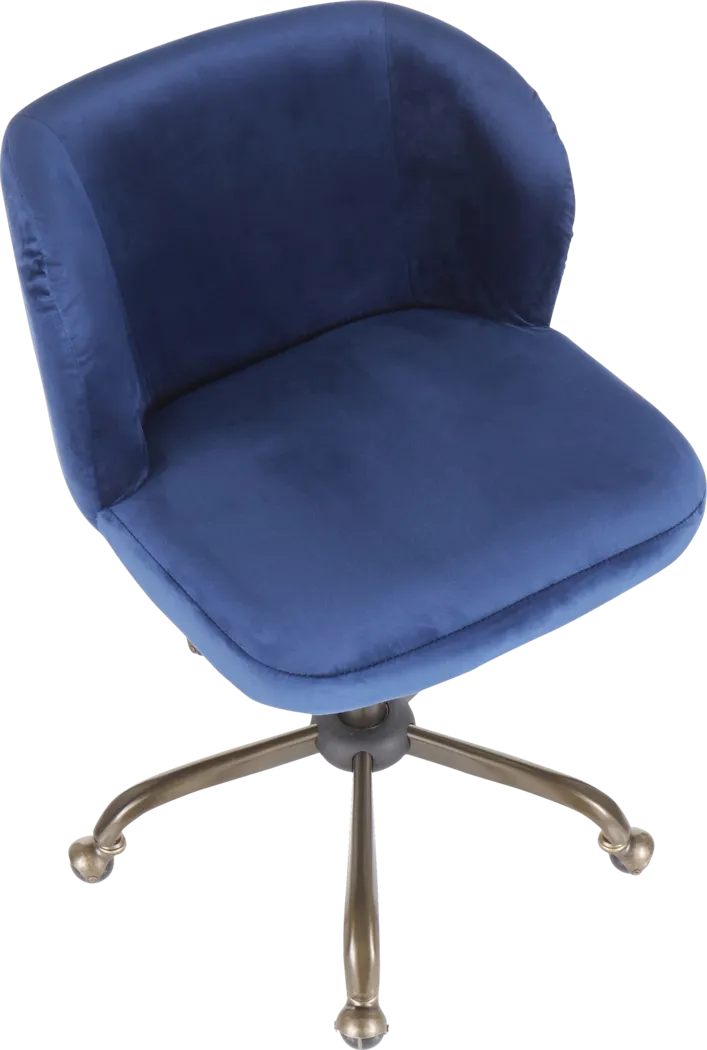 Fussell Blue Plush Desk Chair - Thumbnail - Image 6