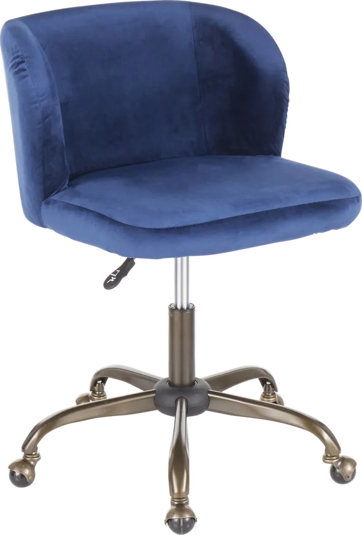 Fussell Blue Plush Desk Chair - Thumbnail - Image 1