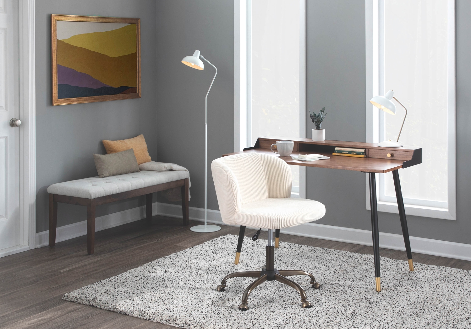 Fussell Cream Desk Chair - Thumbnail - Image 8