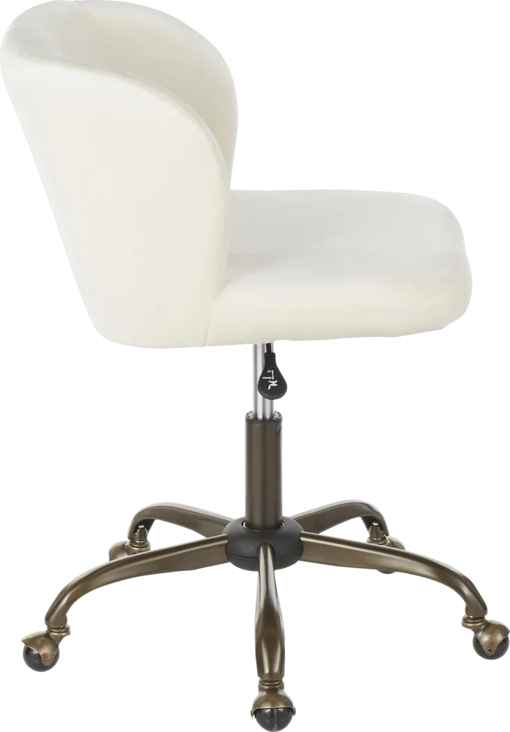 Fussell Cream Plush Desk Chair - Thumbnail - Image 2