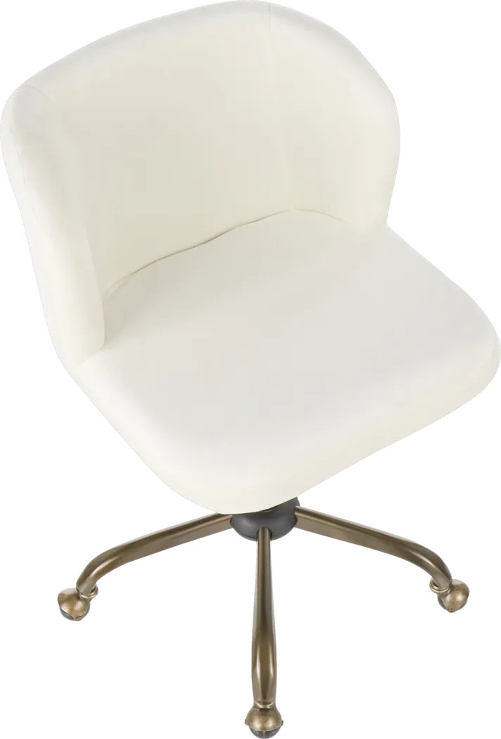 Fussell Cream Plush Desk Chair - Thumbnail - Image 6