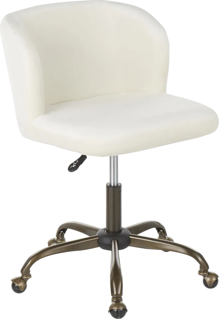 Fussell Cream Plush Desk Chair - Thumbnail - Image 1