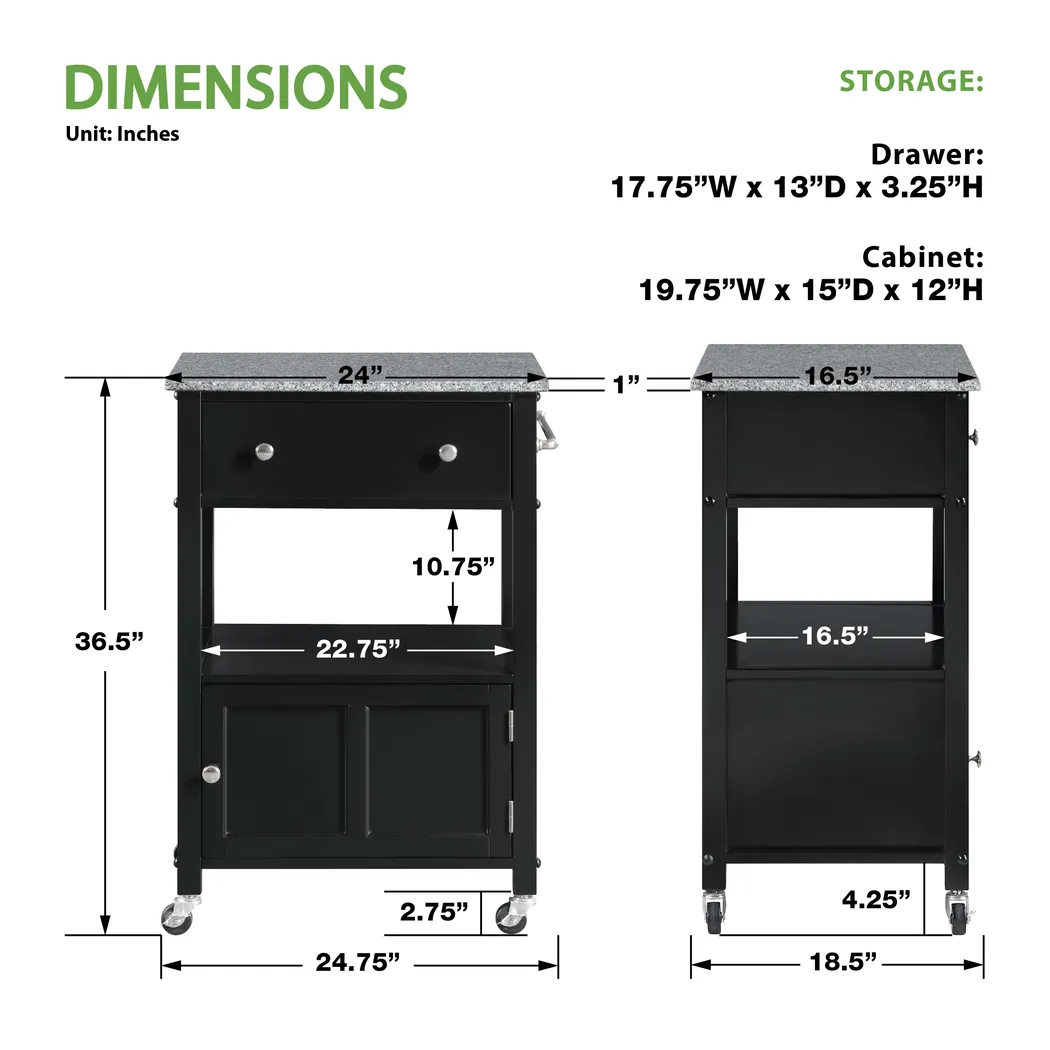 Fyonae Black Kitchen Cart - Thumbnail - Image 5