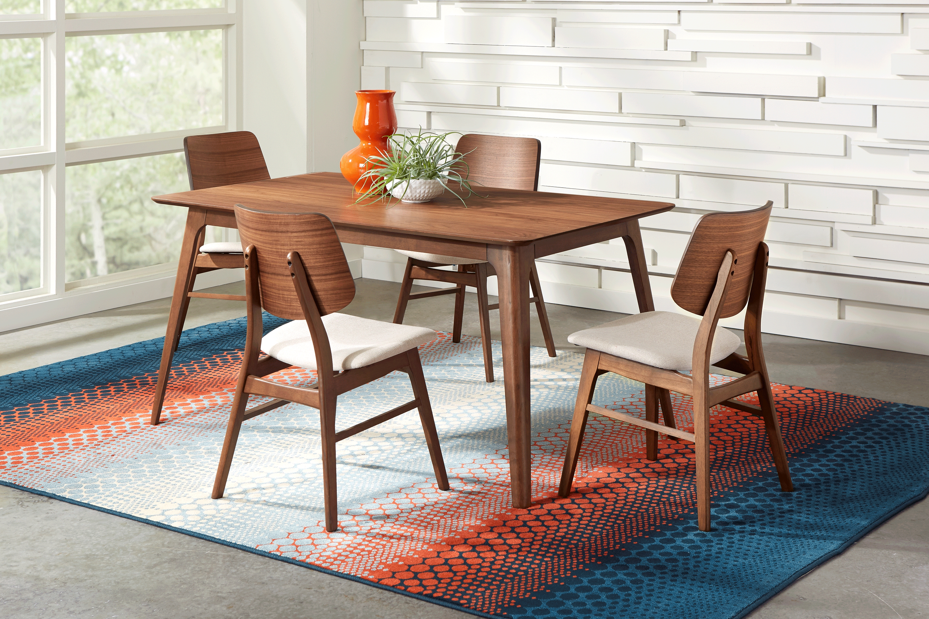 Gabian Square Walnut Rectangle Dining Table - Thumbnail - Image 2