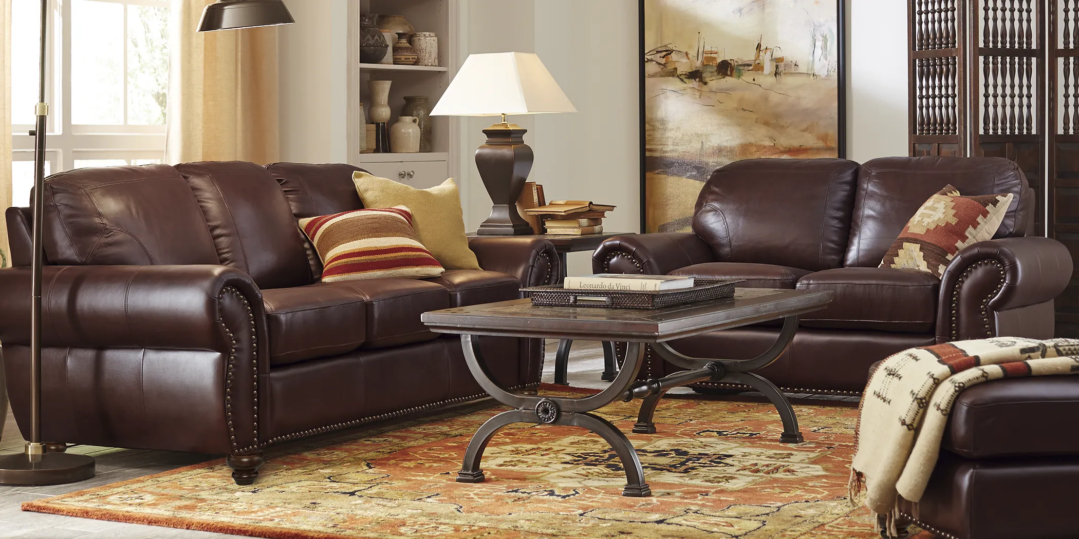 Brockett Brown Leather 3 Pc Living Room - Thumbnail - Image 1