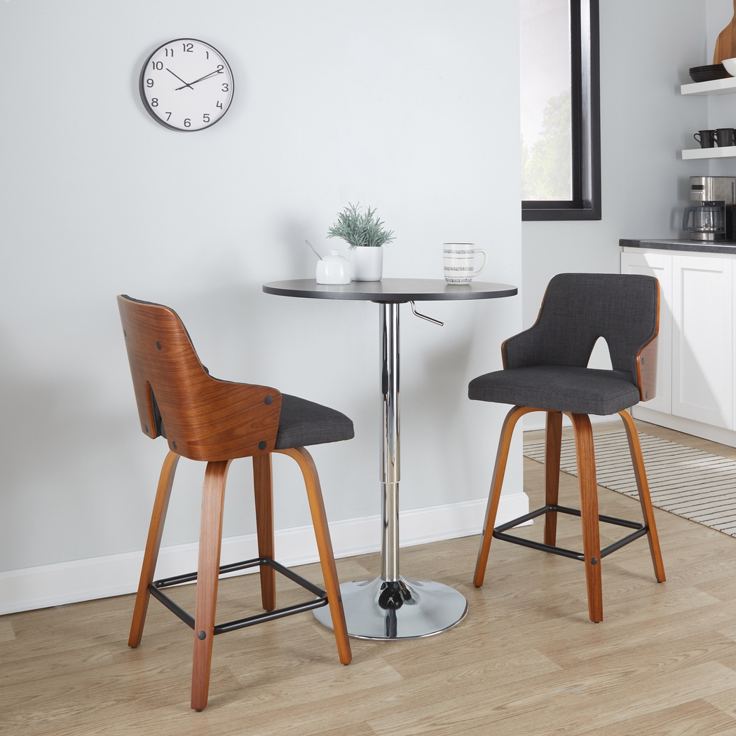 Gadsen II Charcoal Swivel Counter Height Stool, Set of 2 - Thumbnail - Image 2