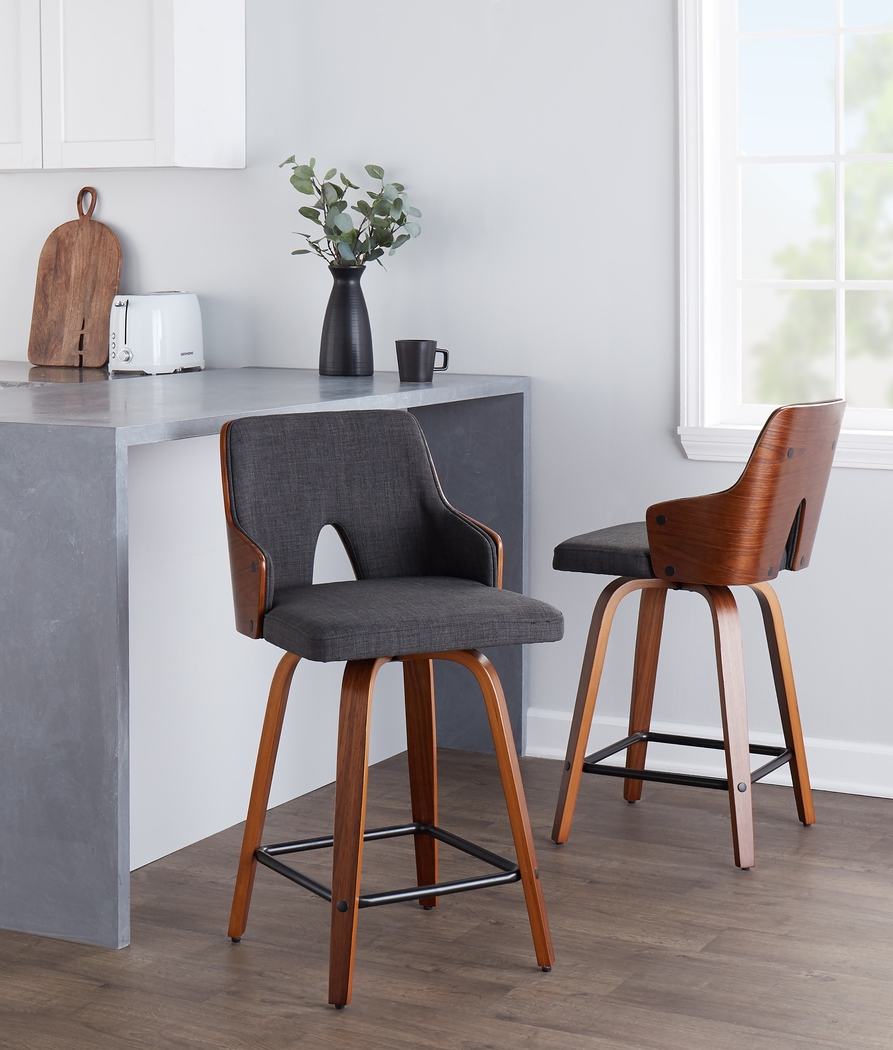 Gadsen II Charcoal Swivel Counter Height Stool, Set of 2 - Thumbnail - Image 3