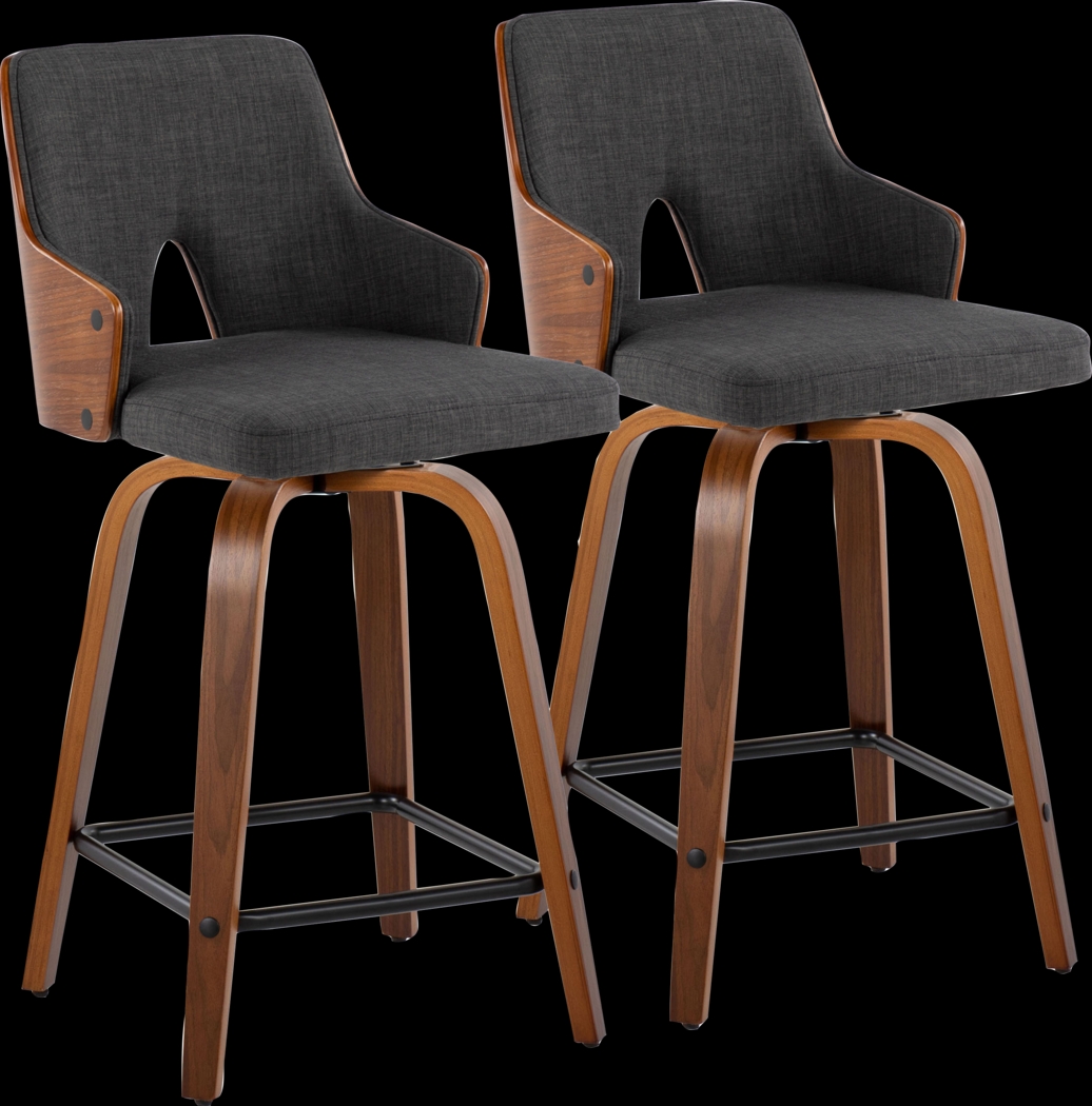 Gadsen II Charcoal Swivel Counter Height Stool, Set of 2 - Thumbnail - Image 1