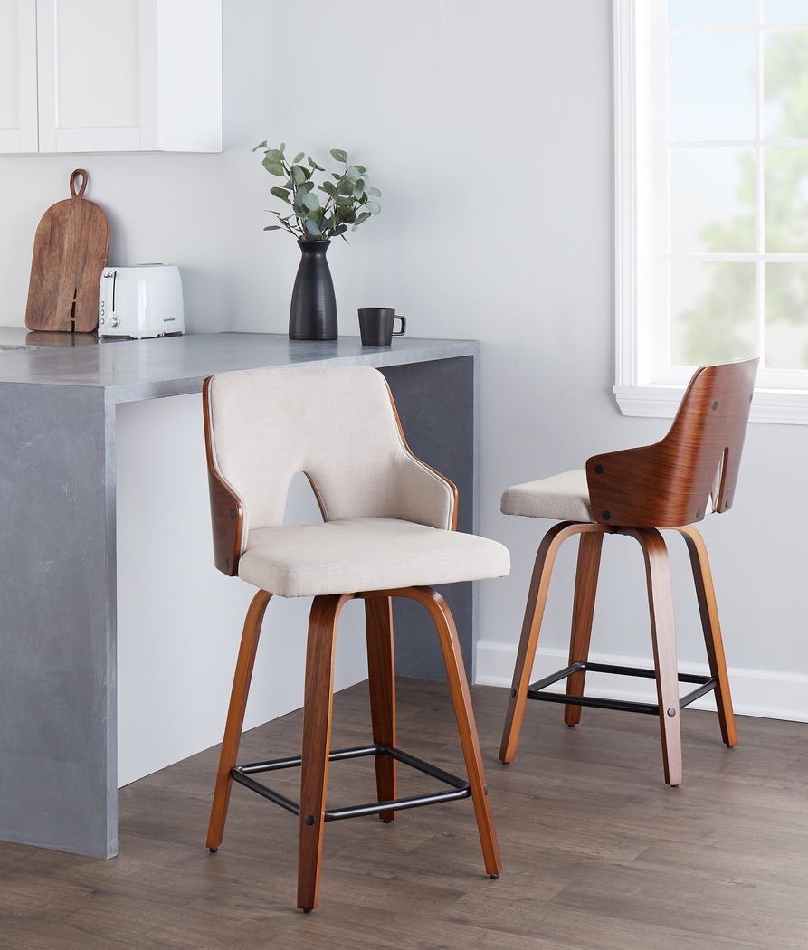 Gadsen II Cream Swivel Counter Height Stool, Set of 2 - Thumbnail - Image 3