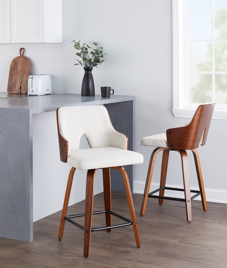 Gadsen II Cream Swivel Counter Height Stool, Set of 2 - Thumbnail - Image 3