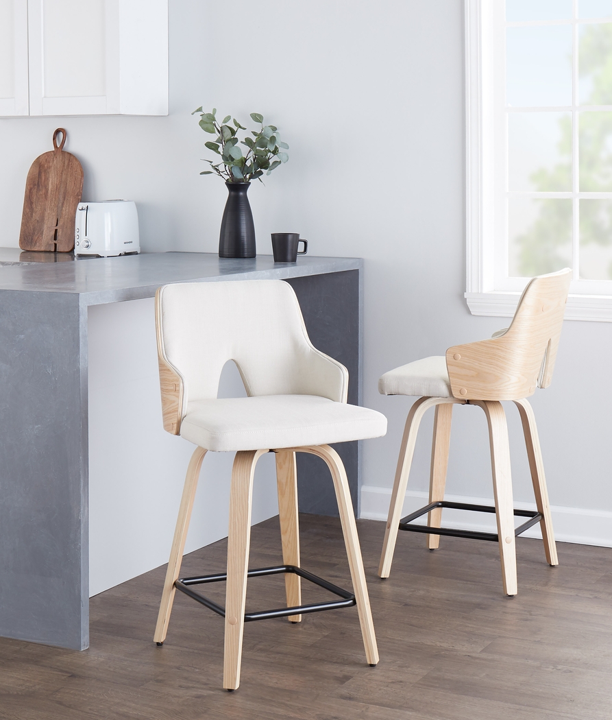 Gadson I Cream Swivel Counter Height Stool, Set of 2 - Thumbnail - Image 3