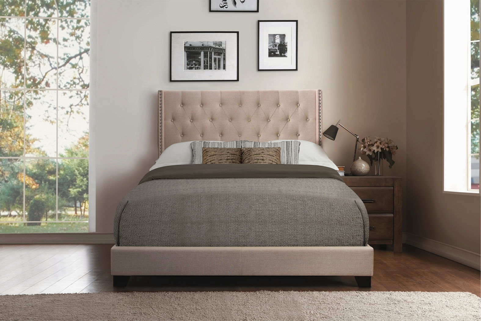 Galewood Beige Queen Upholstered Bed - Thumbnail - Image 2