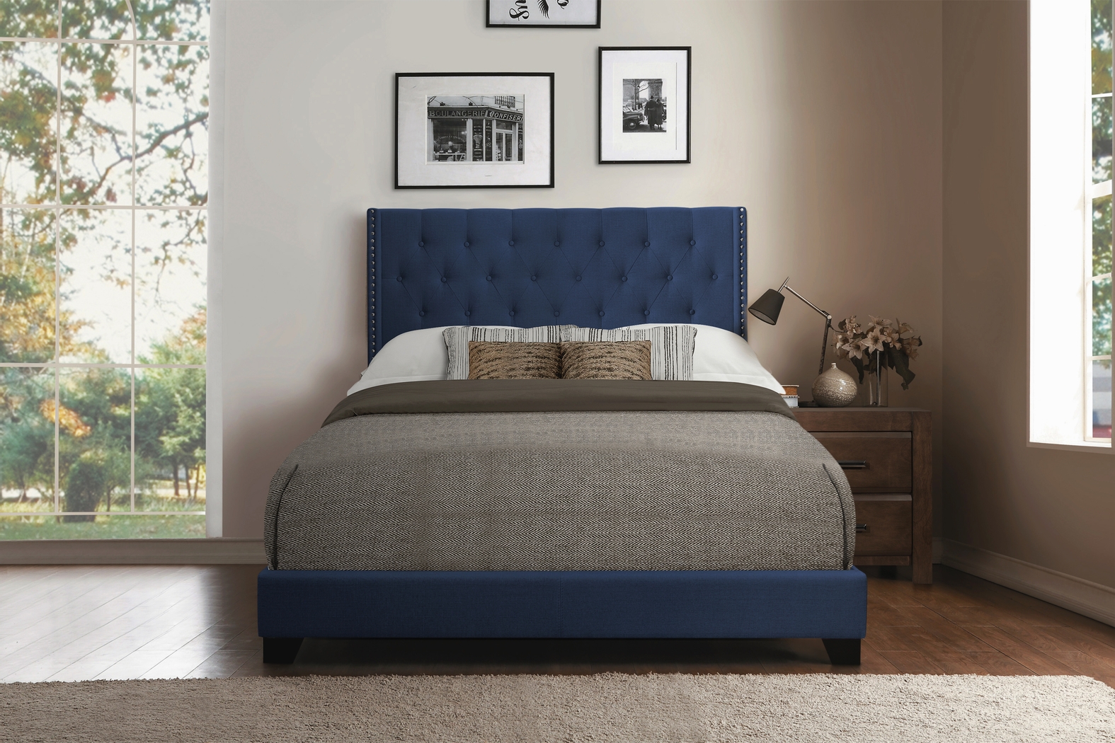 Galewood Blue Queen Upholstered Bed - Thumbnail - Image 2