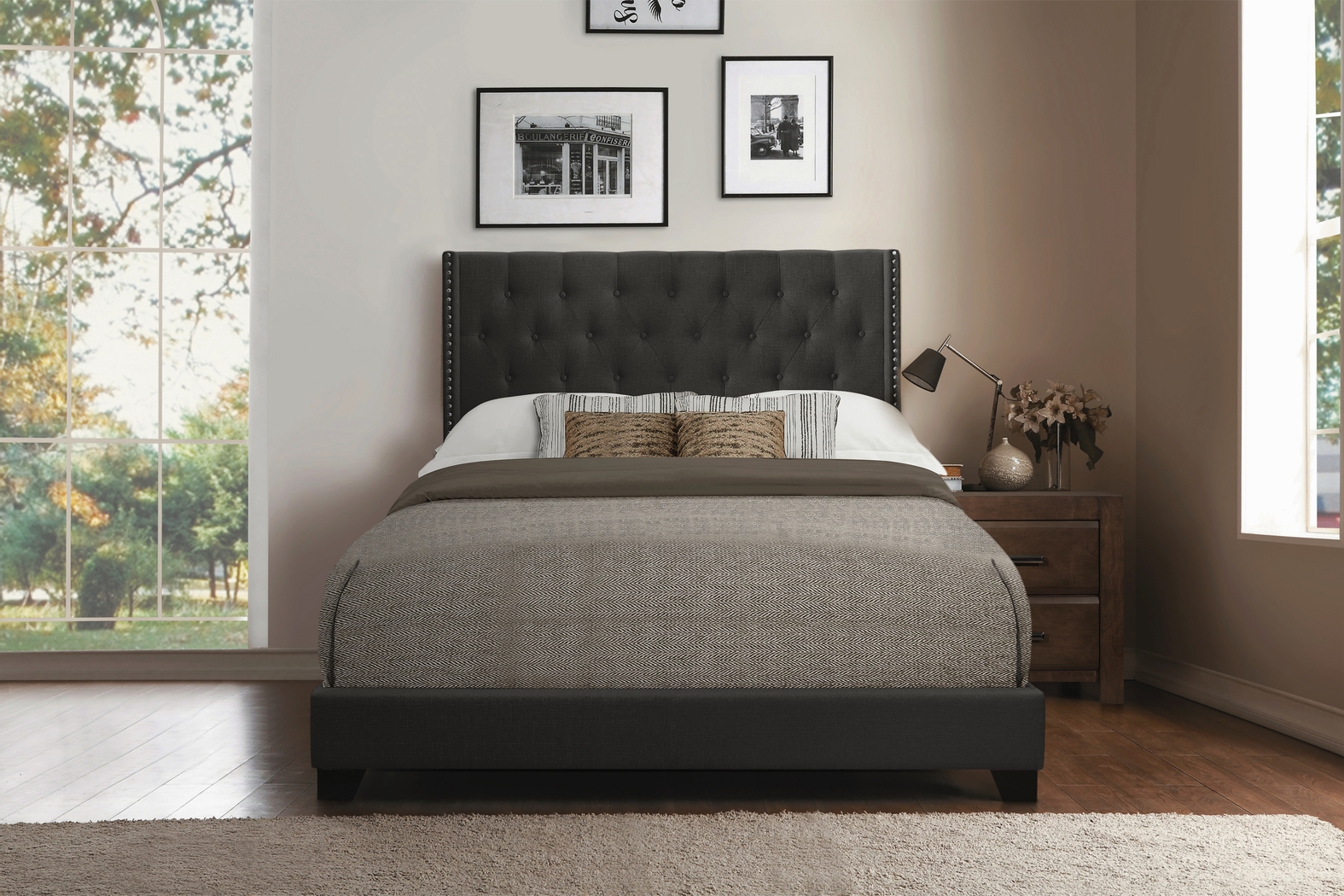 Galewood Dark Gray Full Upholstered Bed - Thumbnail - Image 2