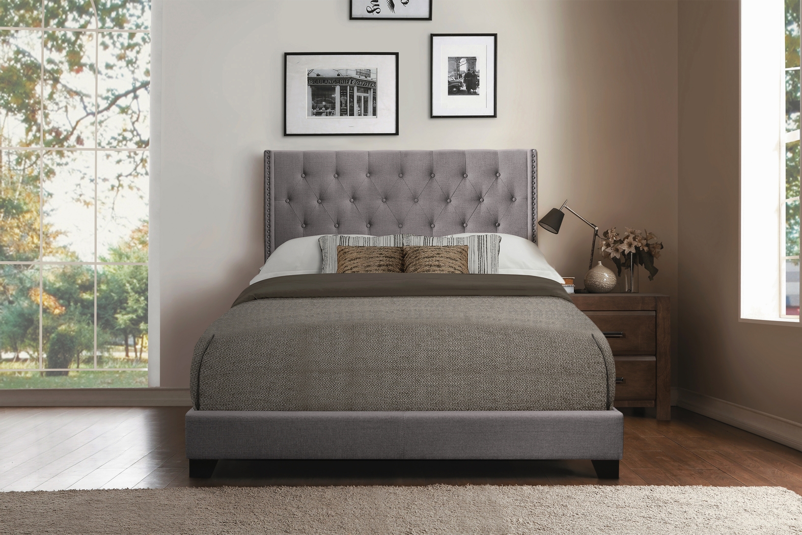 Galewood Gray Queen Upholstered Bed - Thumbnail - Image 2