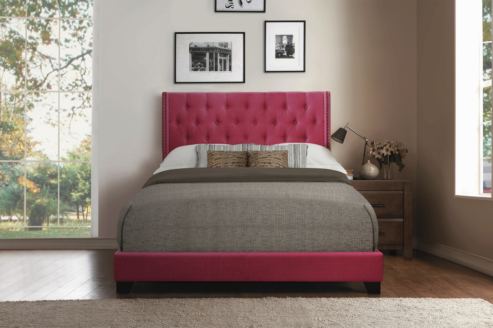 Galewood Pink Full Upholstered Bed - Thumbnail - Image 2