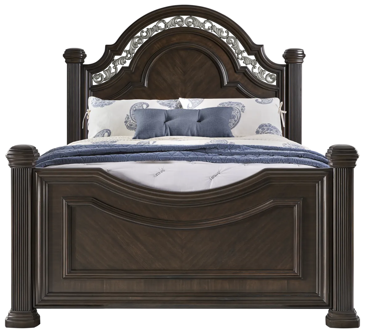 brown 3 pc queen panel bed