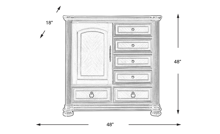Dimension Image. Please refer to the Dimension Tab on this page for dimension details.