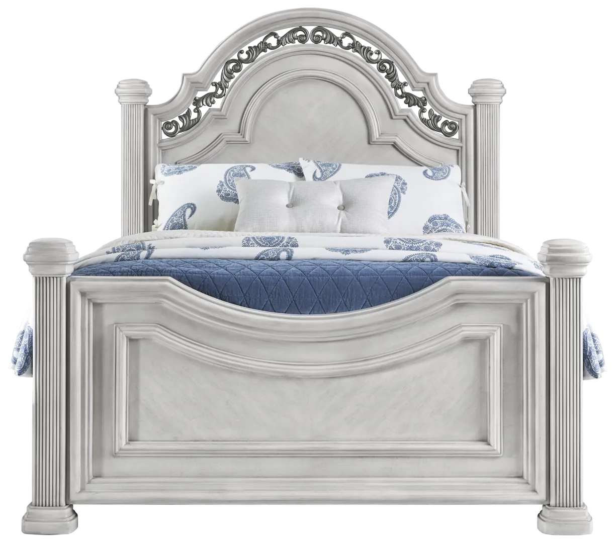 white 3 pc king panel bed