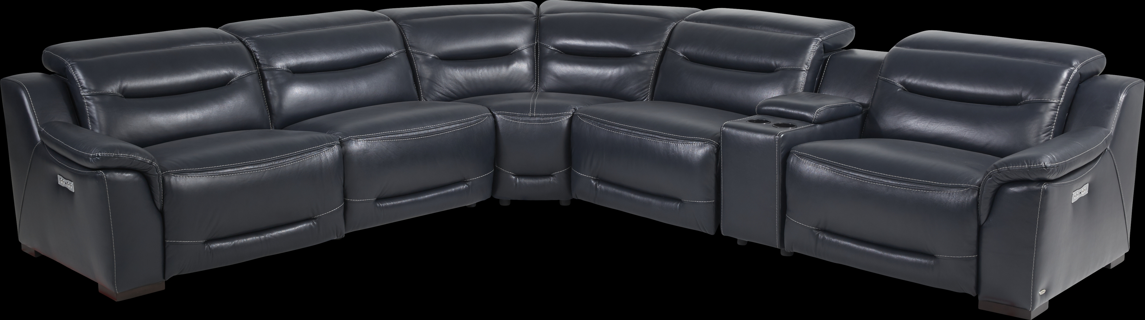 Gallia Way Navy Leather 9 Pc Dual Power Sectional Living Room - Thumbnail - Image 3