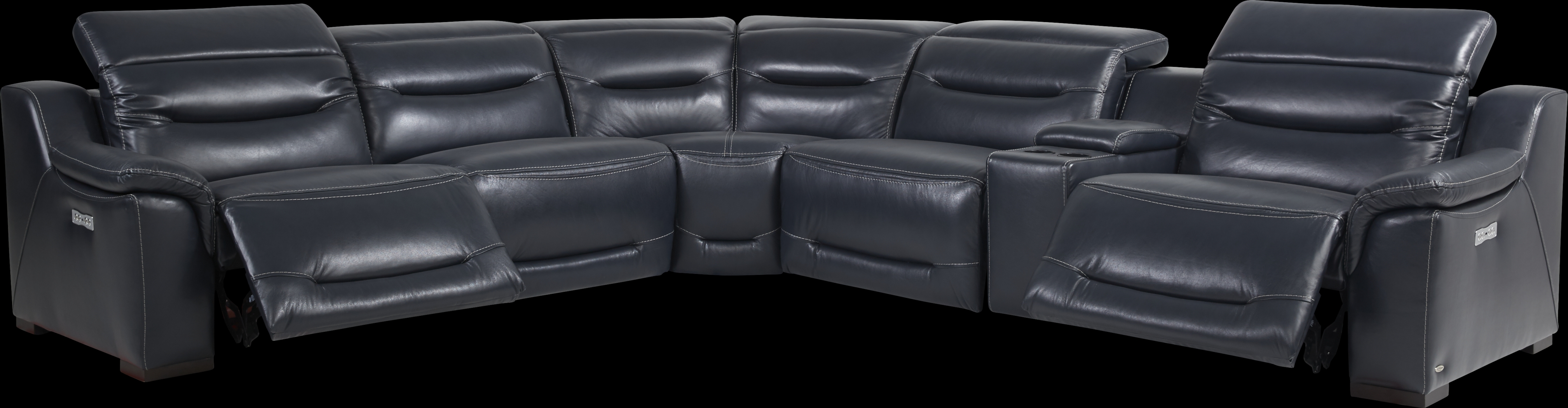 Gallia Way Navy Leather 9 Pc Dual Power Sectional Living Room - Thumbnail - Image 2