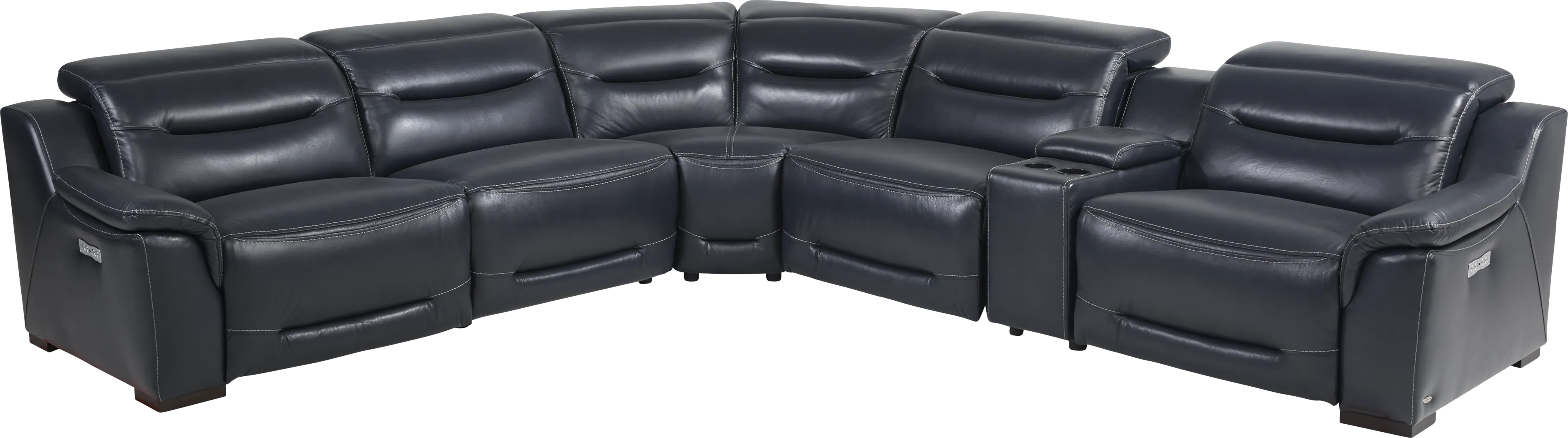 Gallia Way Navy Leather 6 Pc Dual Power Reclining Sectional - Thumbnail - Image 3