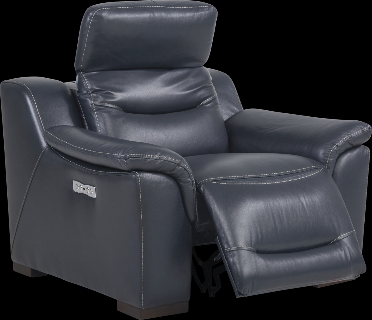 Gallia Way Navy Leather Dual Power Recliner - Thumbnail - Image 2