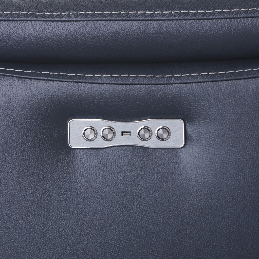 Gallia Way Navy Leather Dual Power Recliner - Thumbnail - Image 3