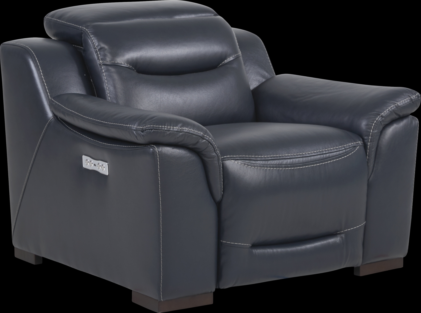 Gallia Way Navy Leather Dual Power Recliner - Thumbnail - Image 1