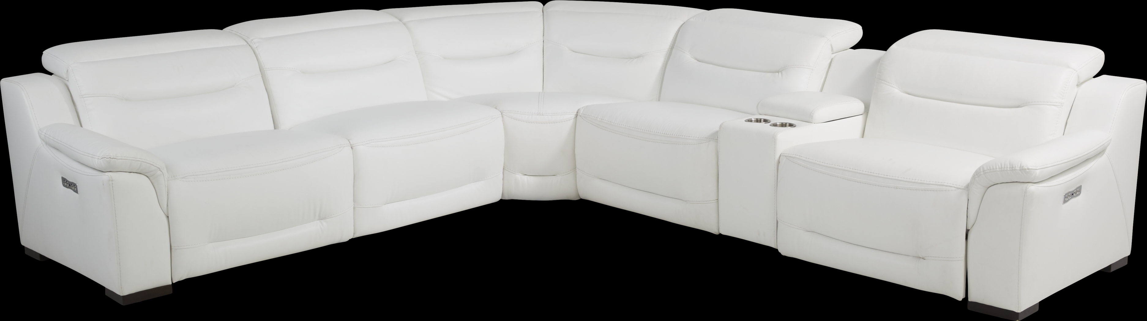 Gallia Way White Leather 9 Pc Dual Power Sectional Living Room - Thumbnail - Image 3