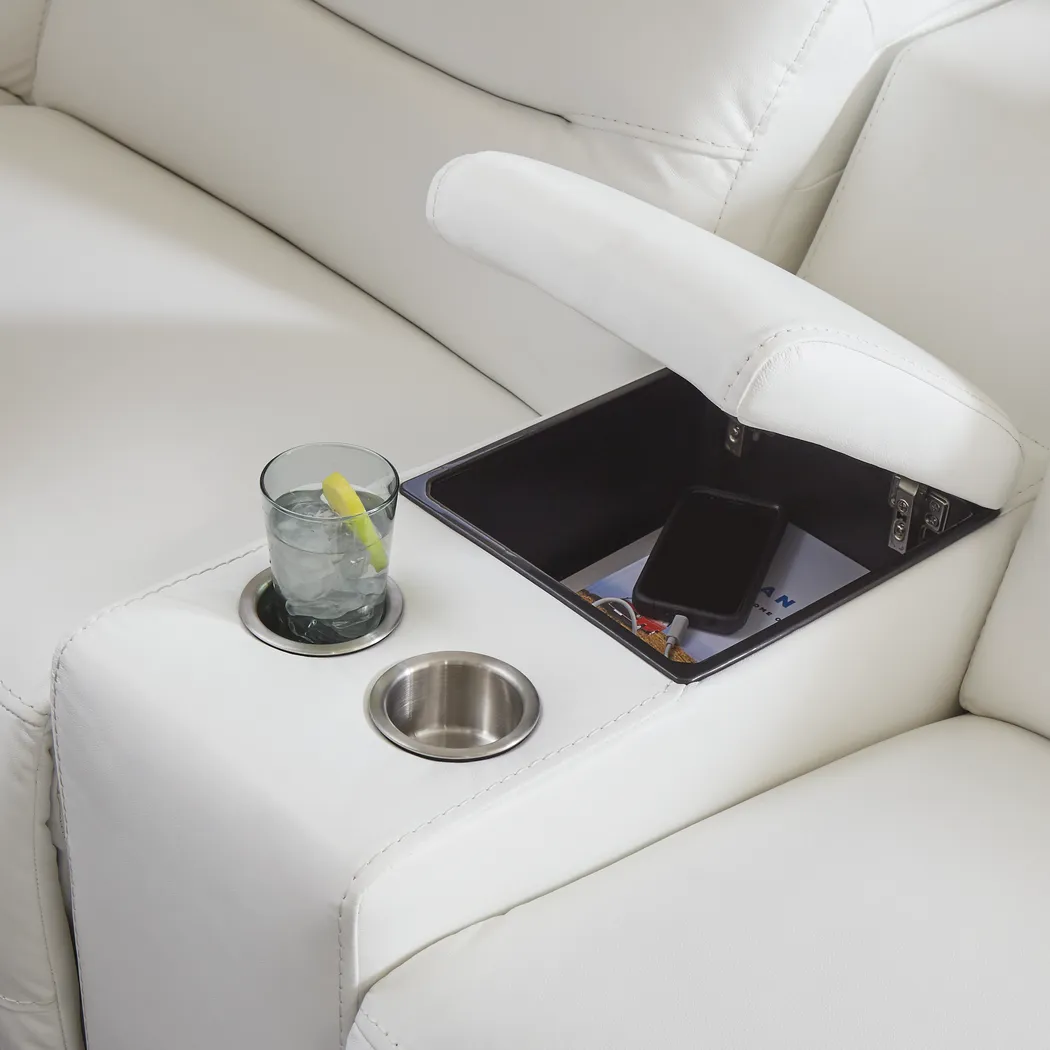 Gallia Way White Leather 9 Pc Dual Power Reclining Sectional Living Room - Thumbnail - Image 6