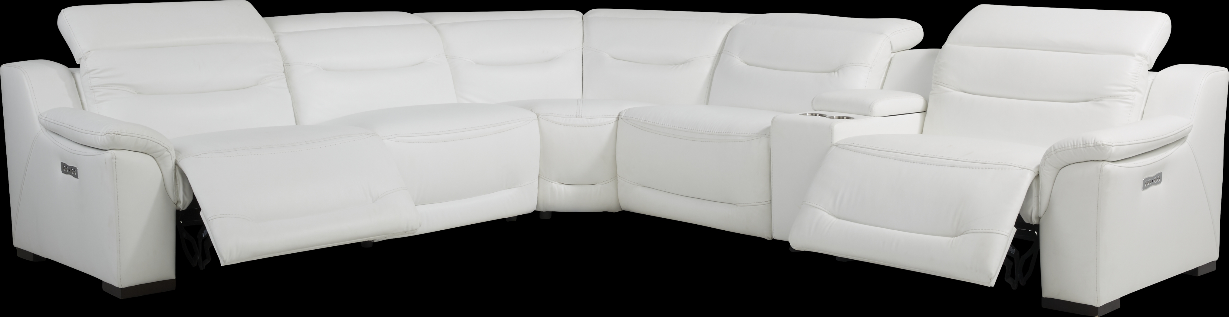 Gallia Way White Leather 6 Pc Dual Power Reclining Sectional - Thumbnail - Image 1